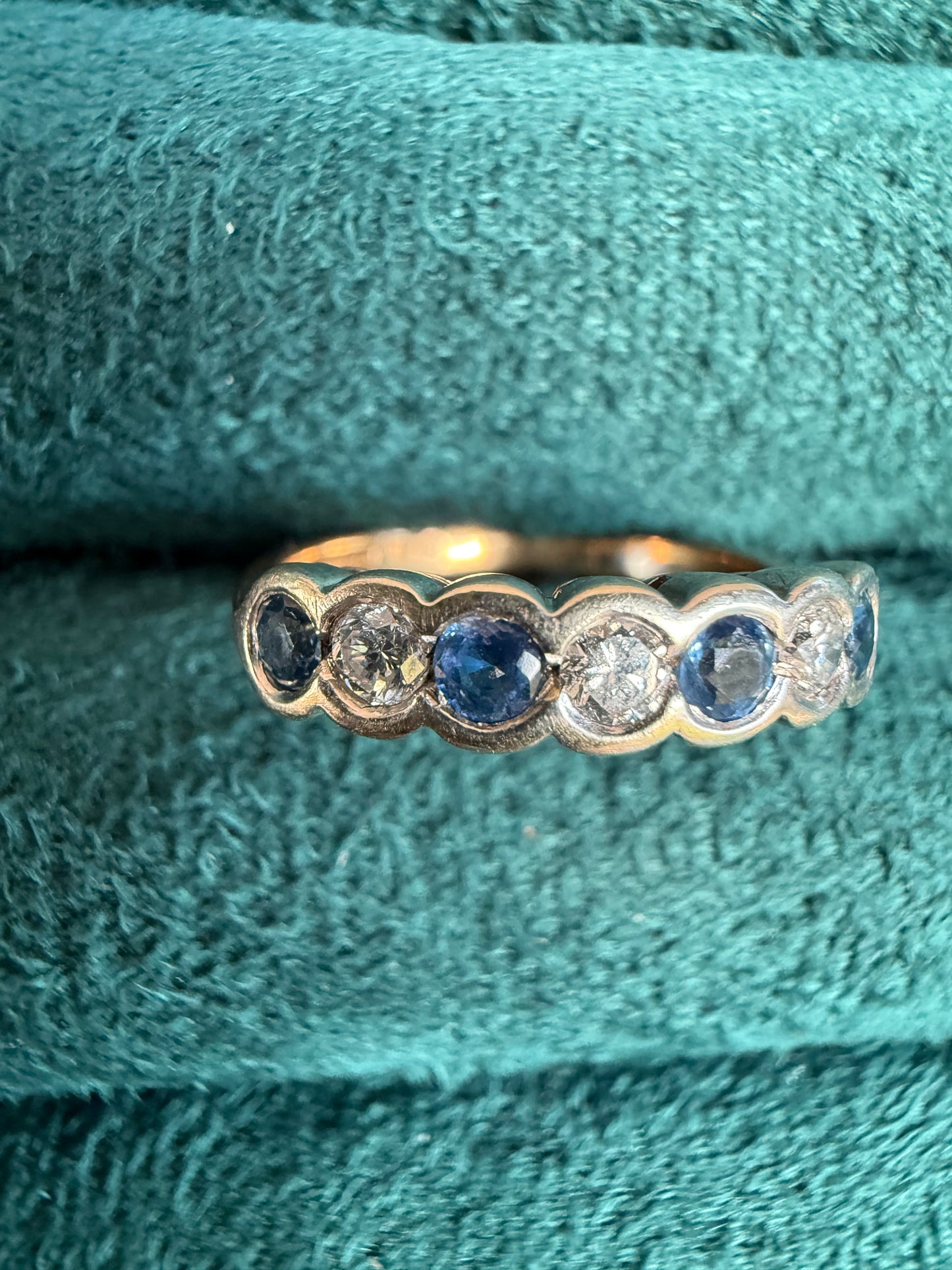 9ct gold sapphire and diamond band ring