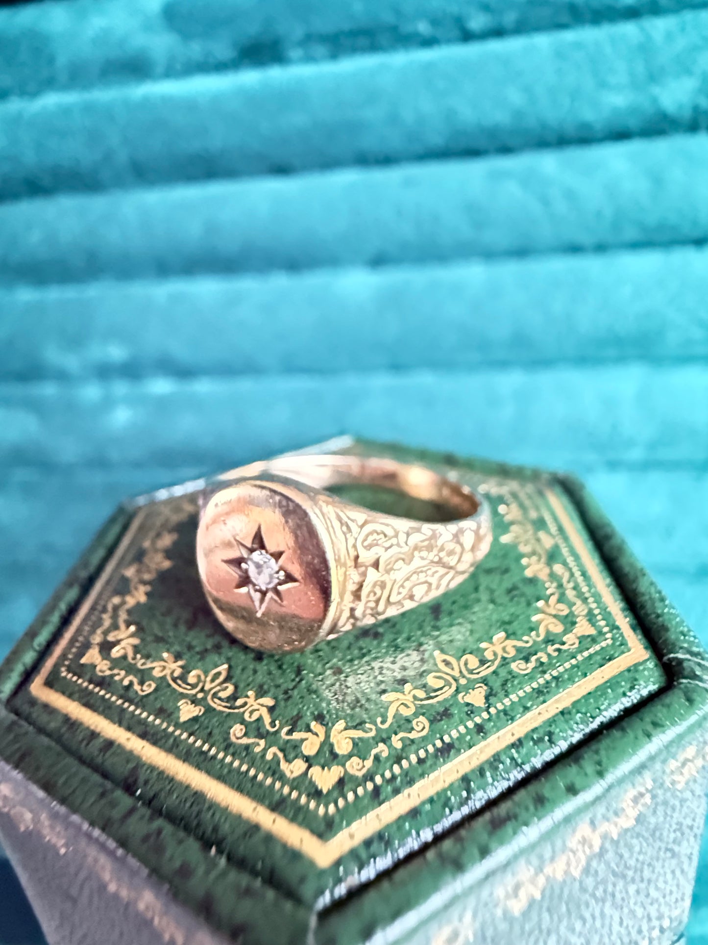 9ct gold diamond signet ring