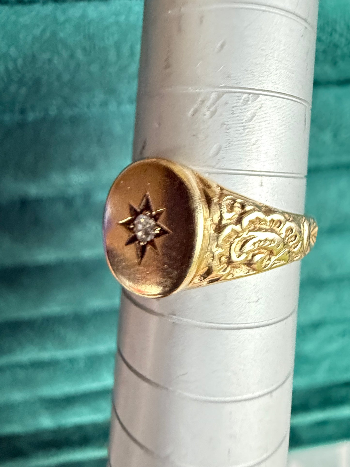 9ct gold diamond signet ring