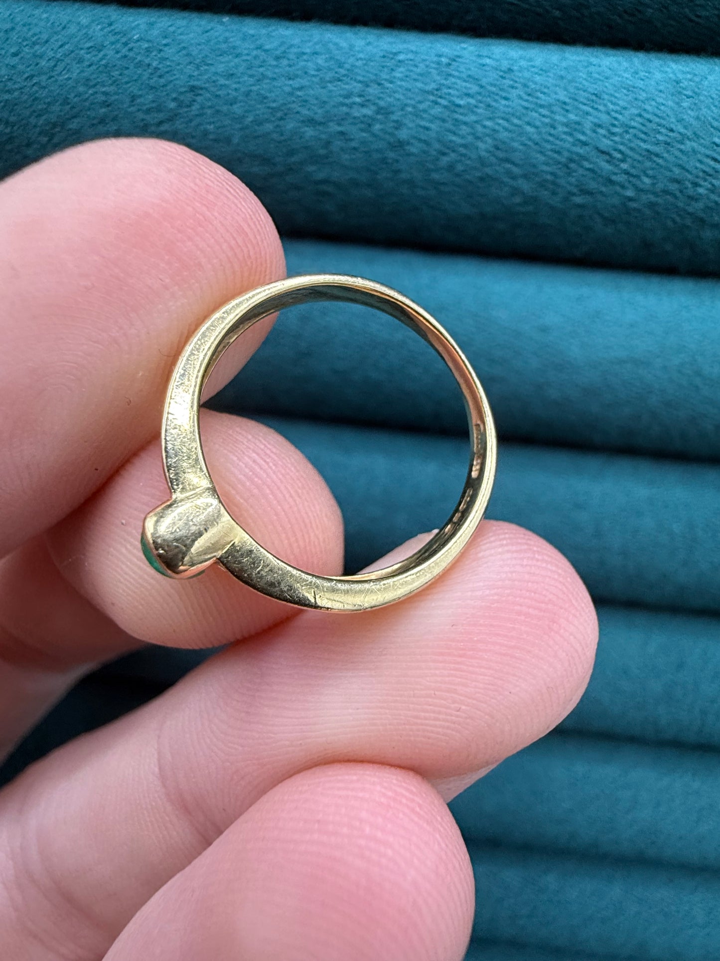18ct gold cabochon emerald and diamond ring