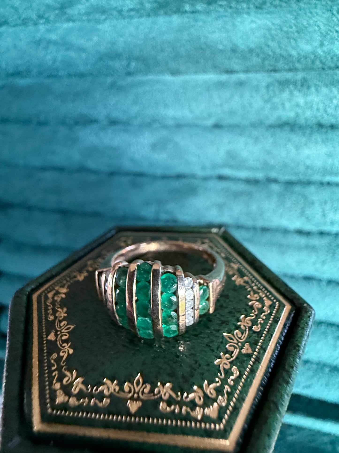 9ct gold Emerald and diamond ring