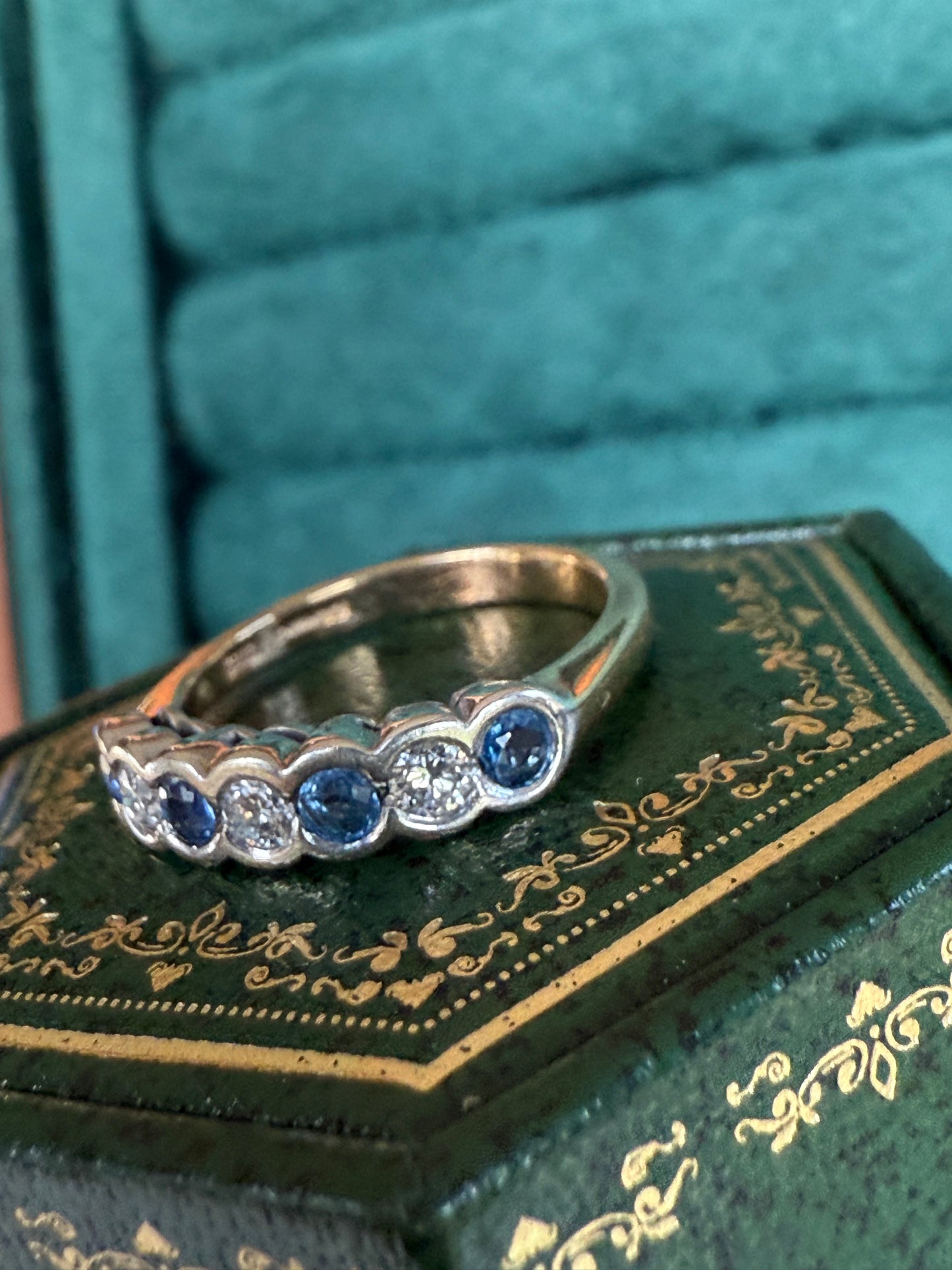 9ct gold sapphire and diamond band ring