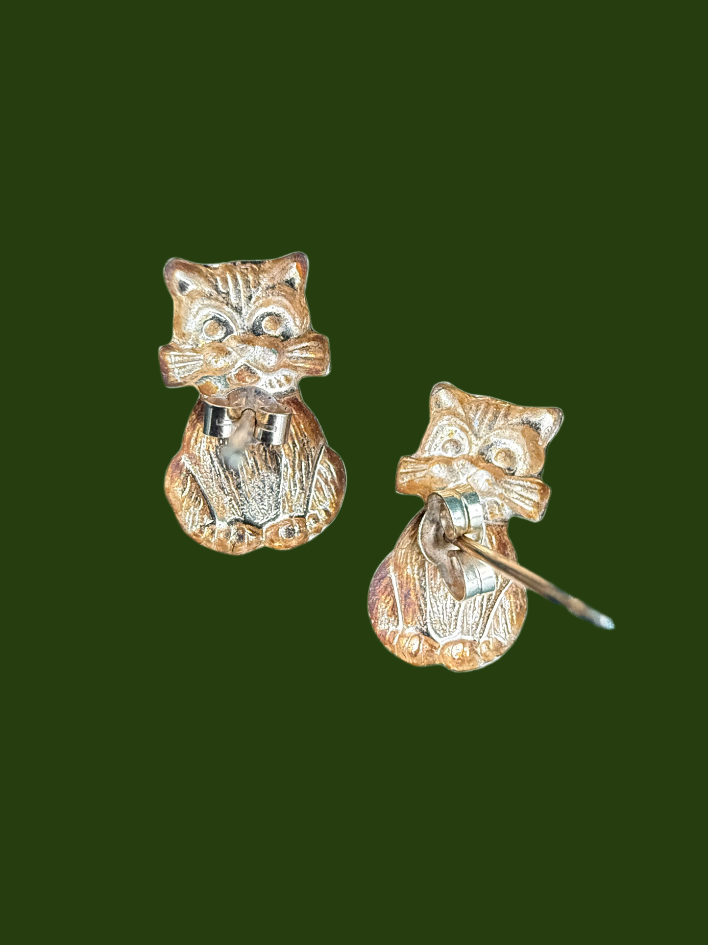 9ct gold cat earrings