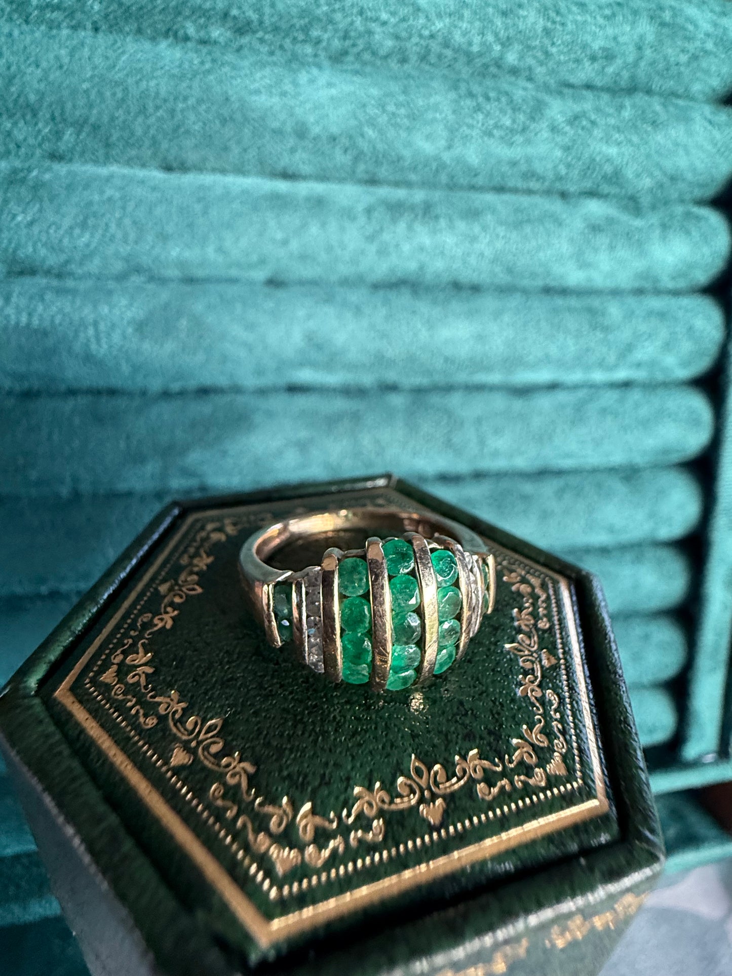 9ct gold Emerald and diamond ring