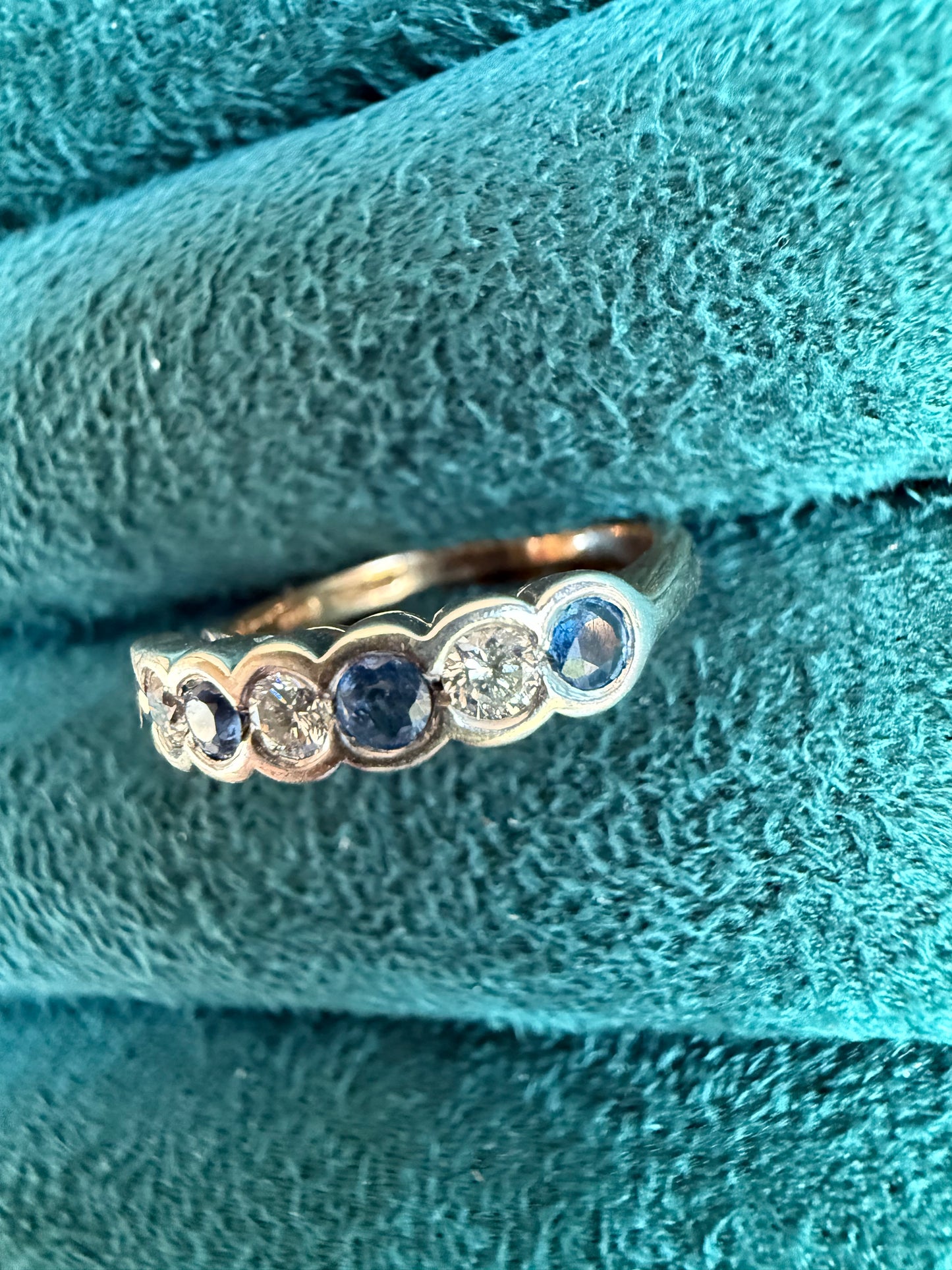 9ct gold sapphire and diamond band ring