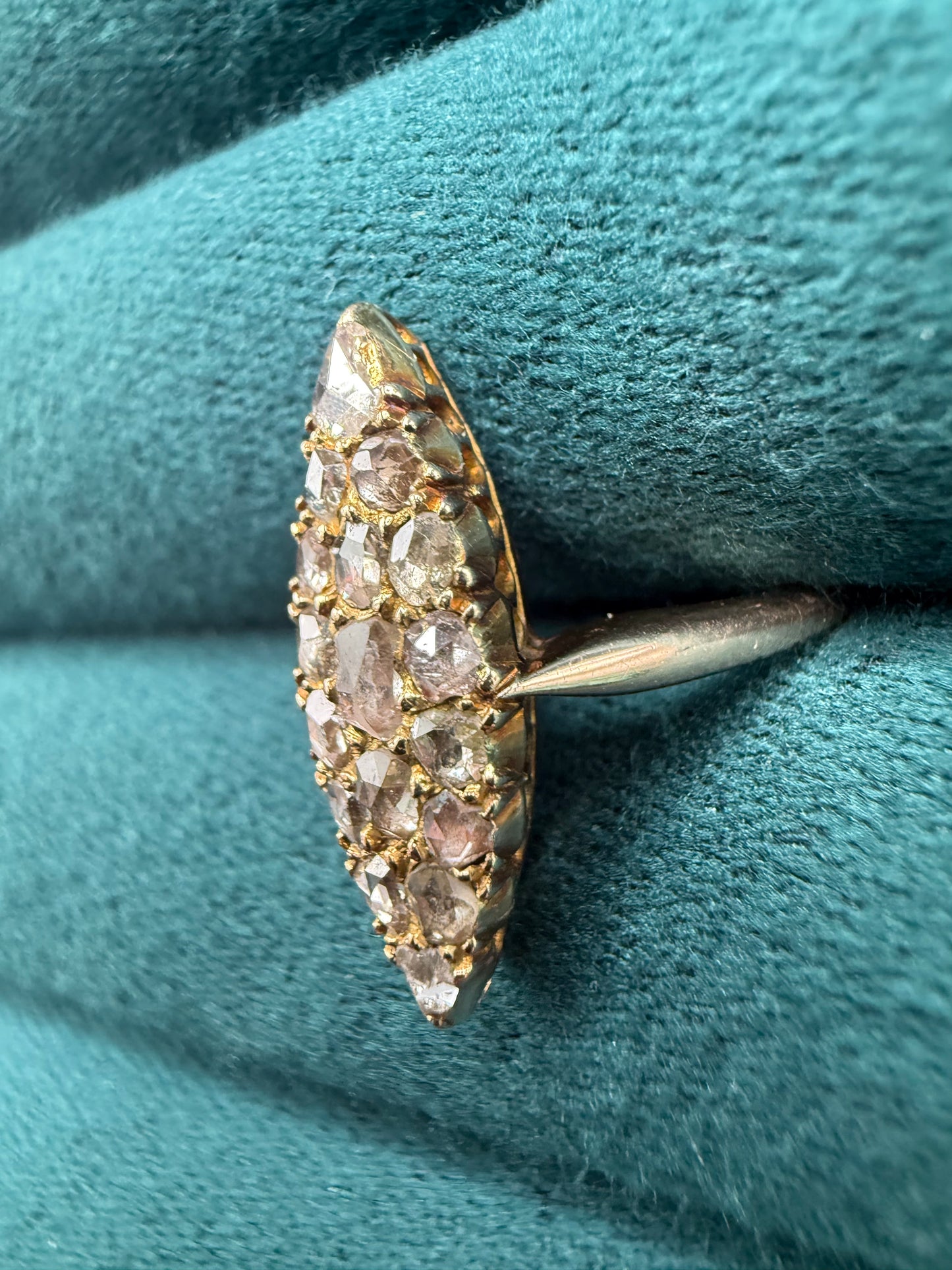 15ct gold rose cut diamond kite shape ring antuiqe