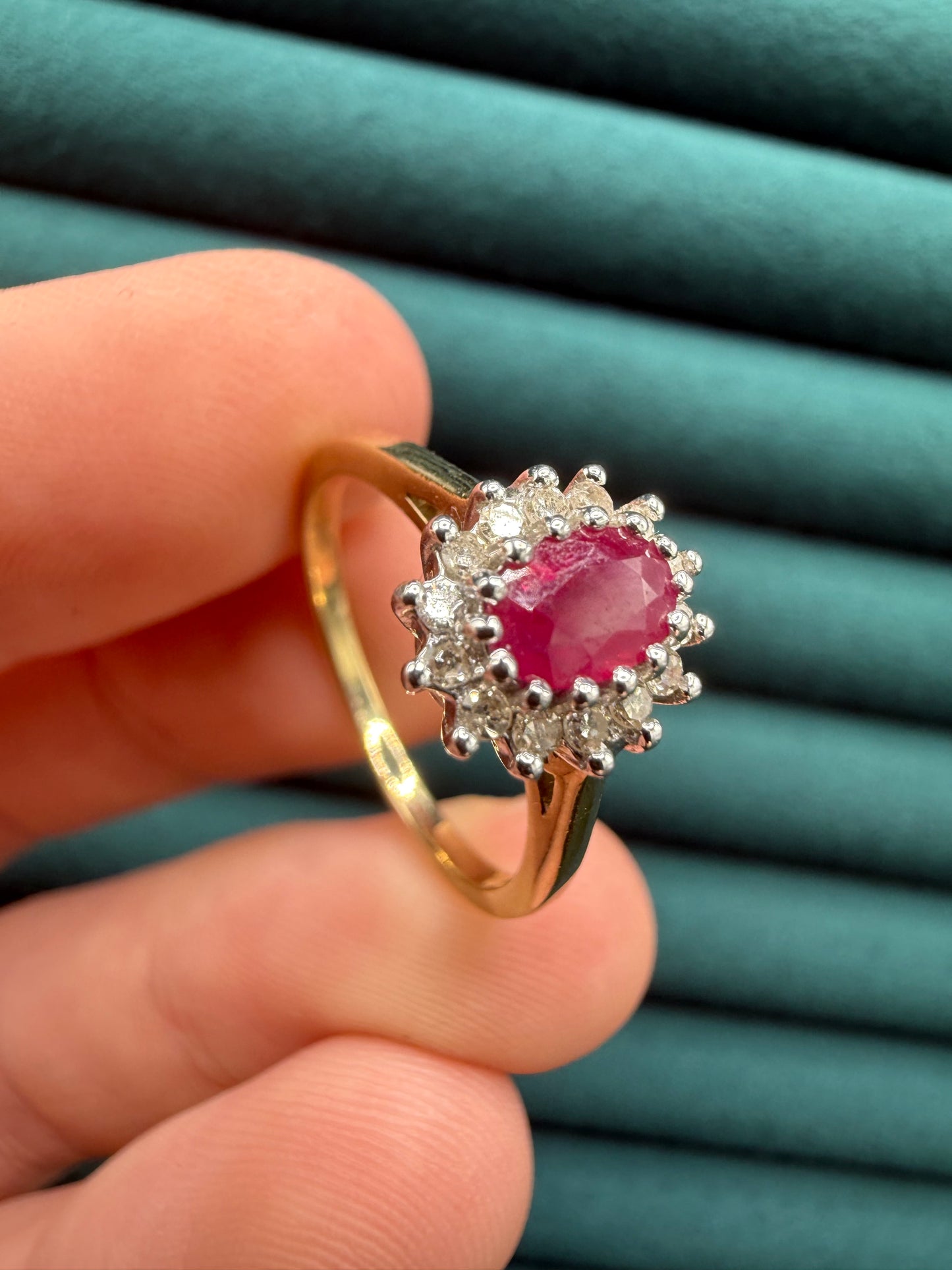 9ct gold ruby and diamond ring