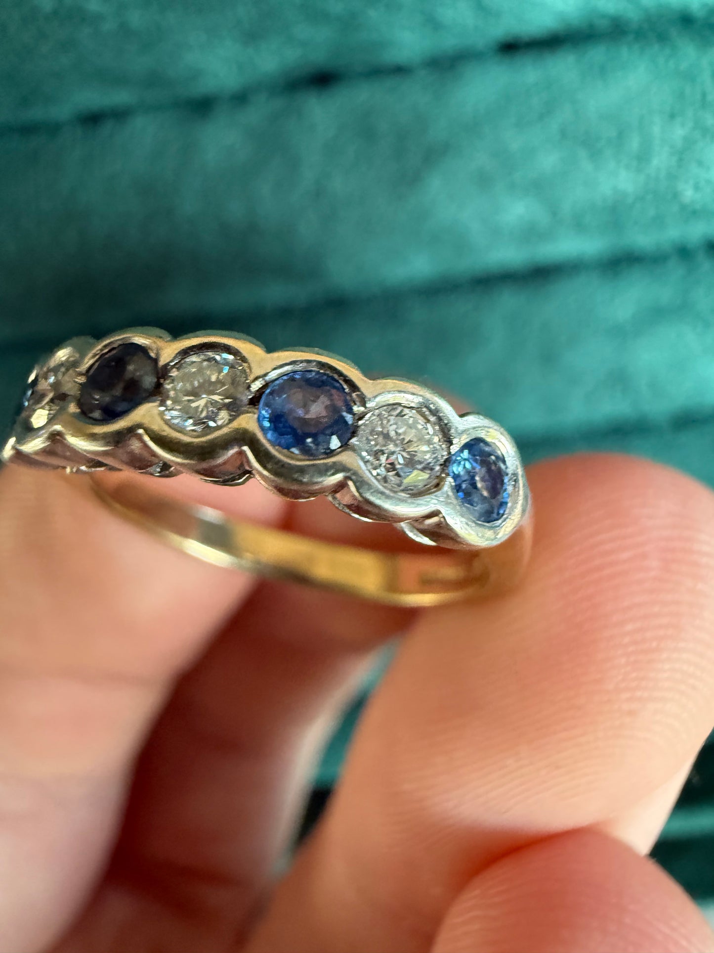9ct gold sapphire and diamond band ring