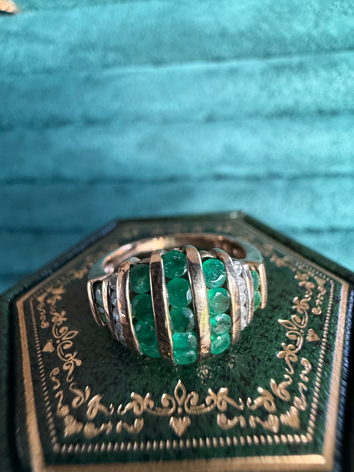 9ct gold Emerald and diamond ring