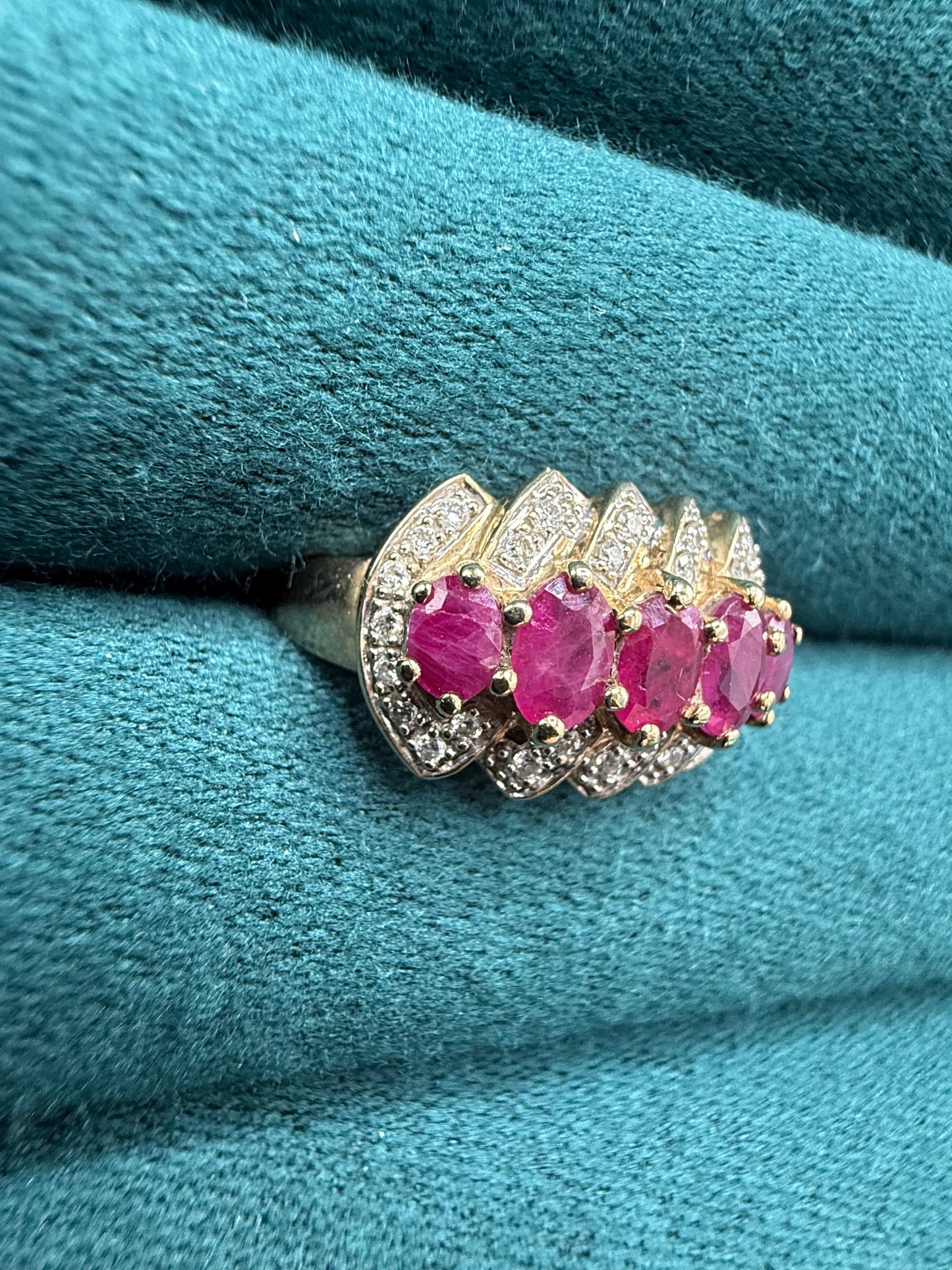 9ct gold ruby and diamond ring