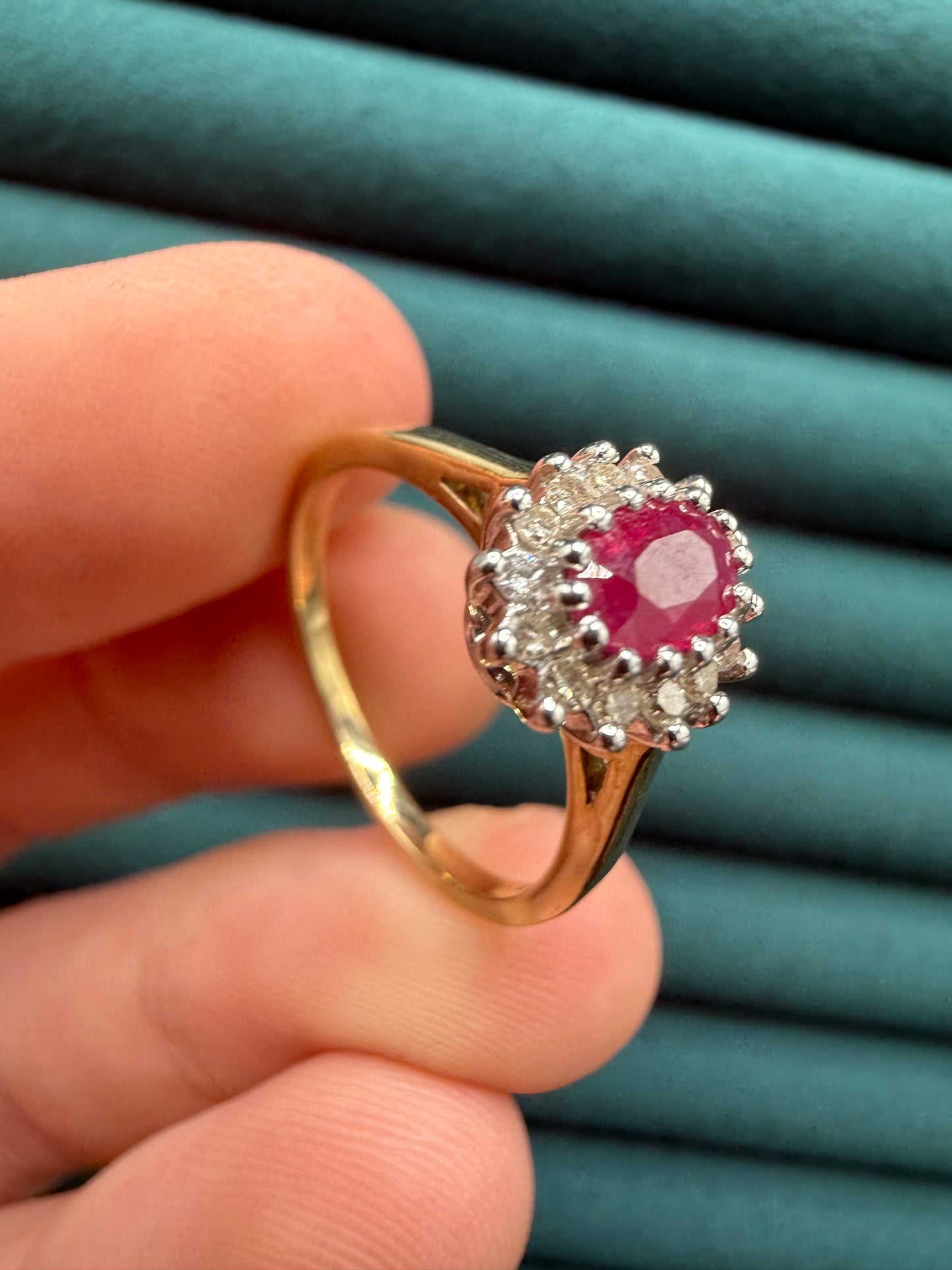 9ct gold ruby and diamond ring