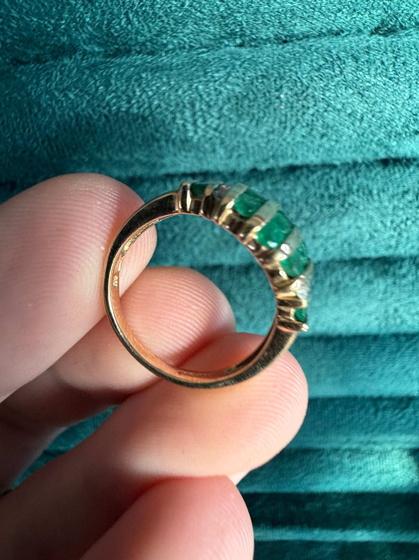 9ct gold Emerald and diamond ring