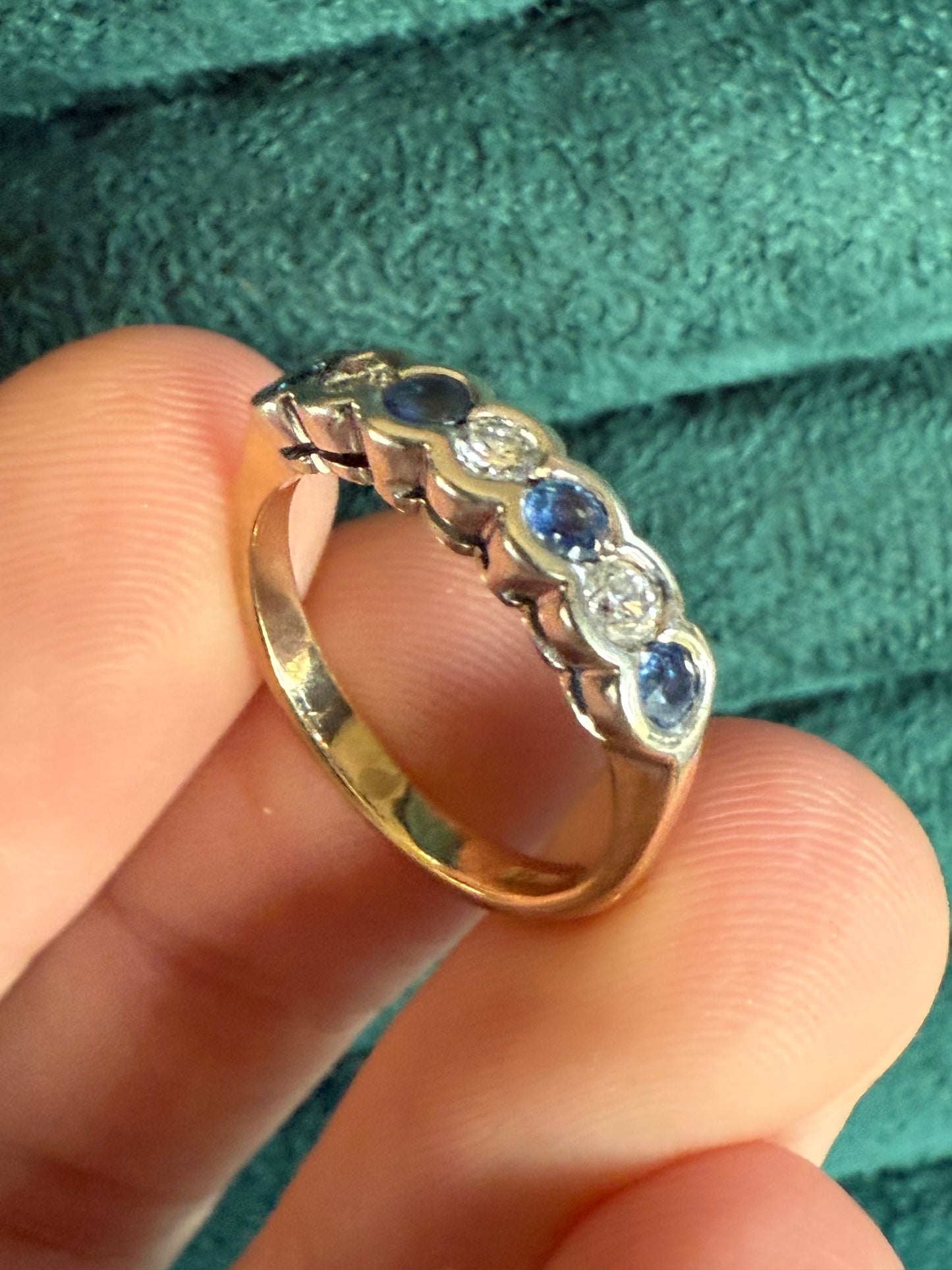 9ct gold sapphire and diamond band ring