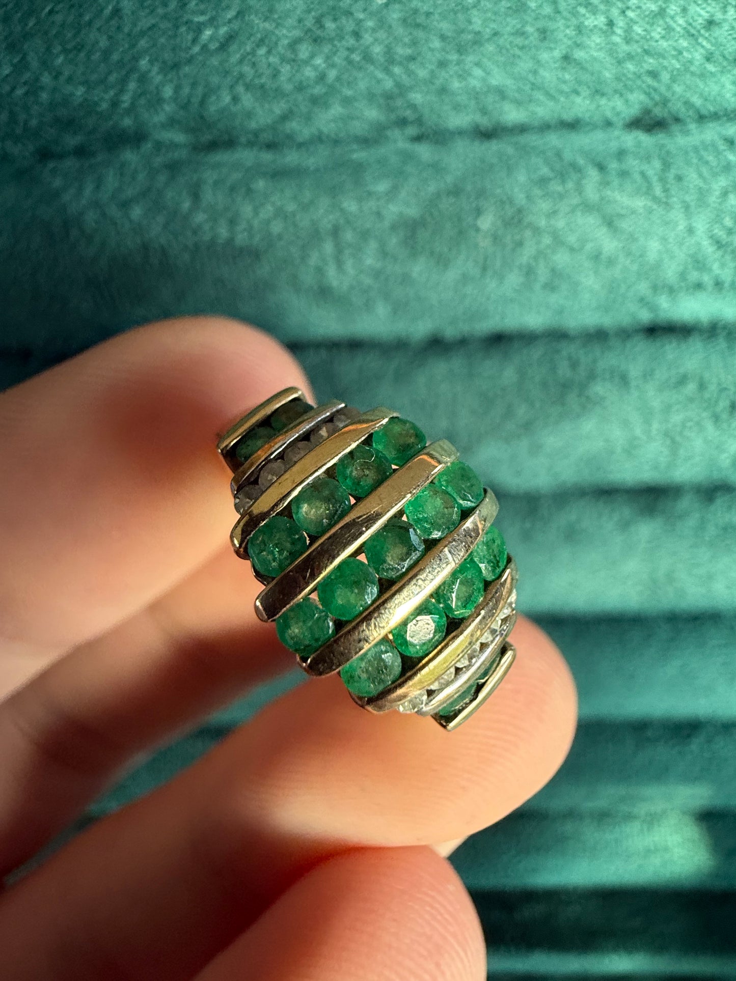 9ct gold Emerald and diamond ring