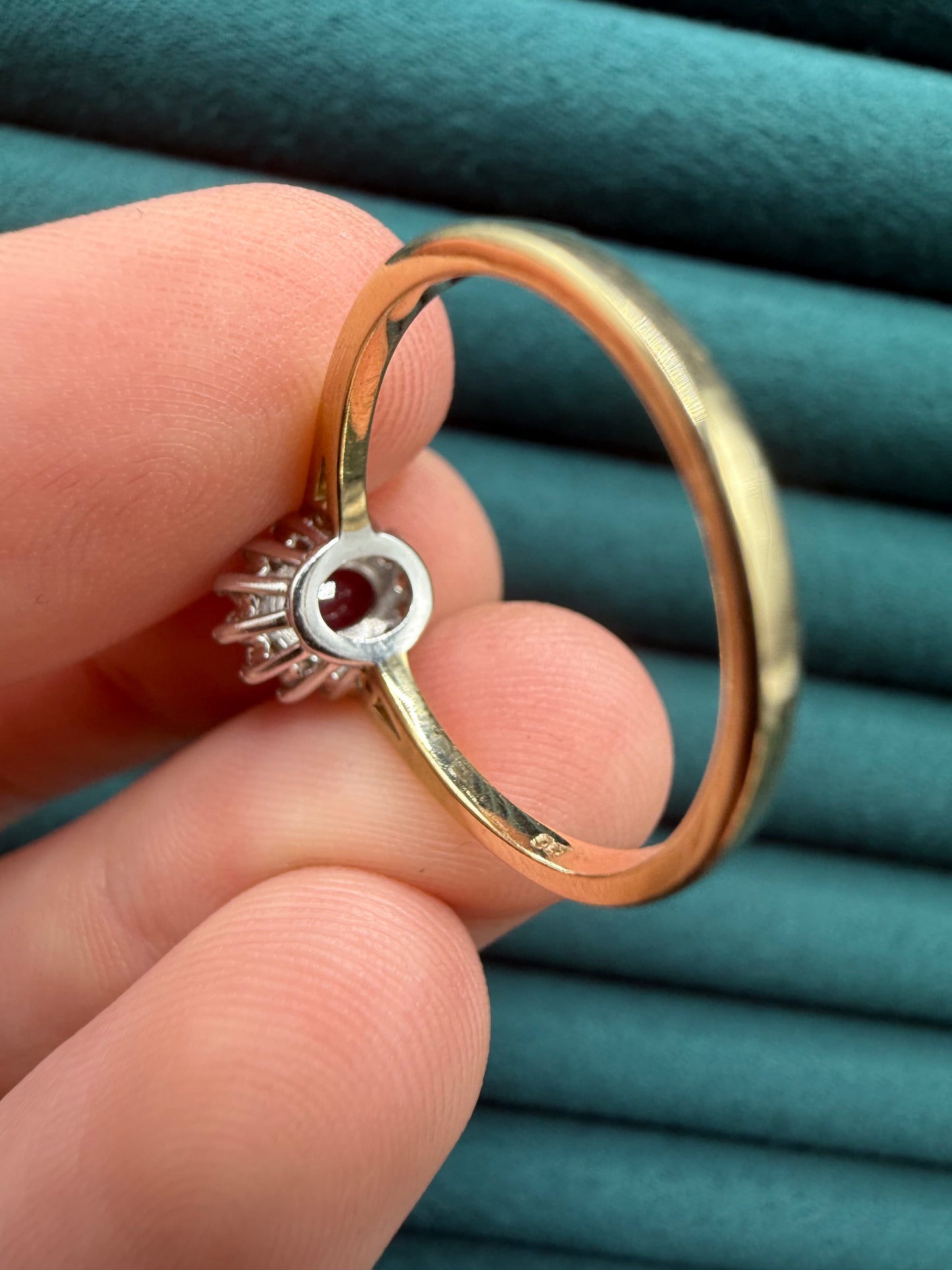 9ct gold ruby and diamond ring