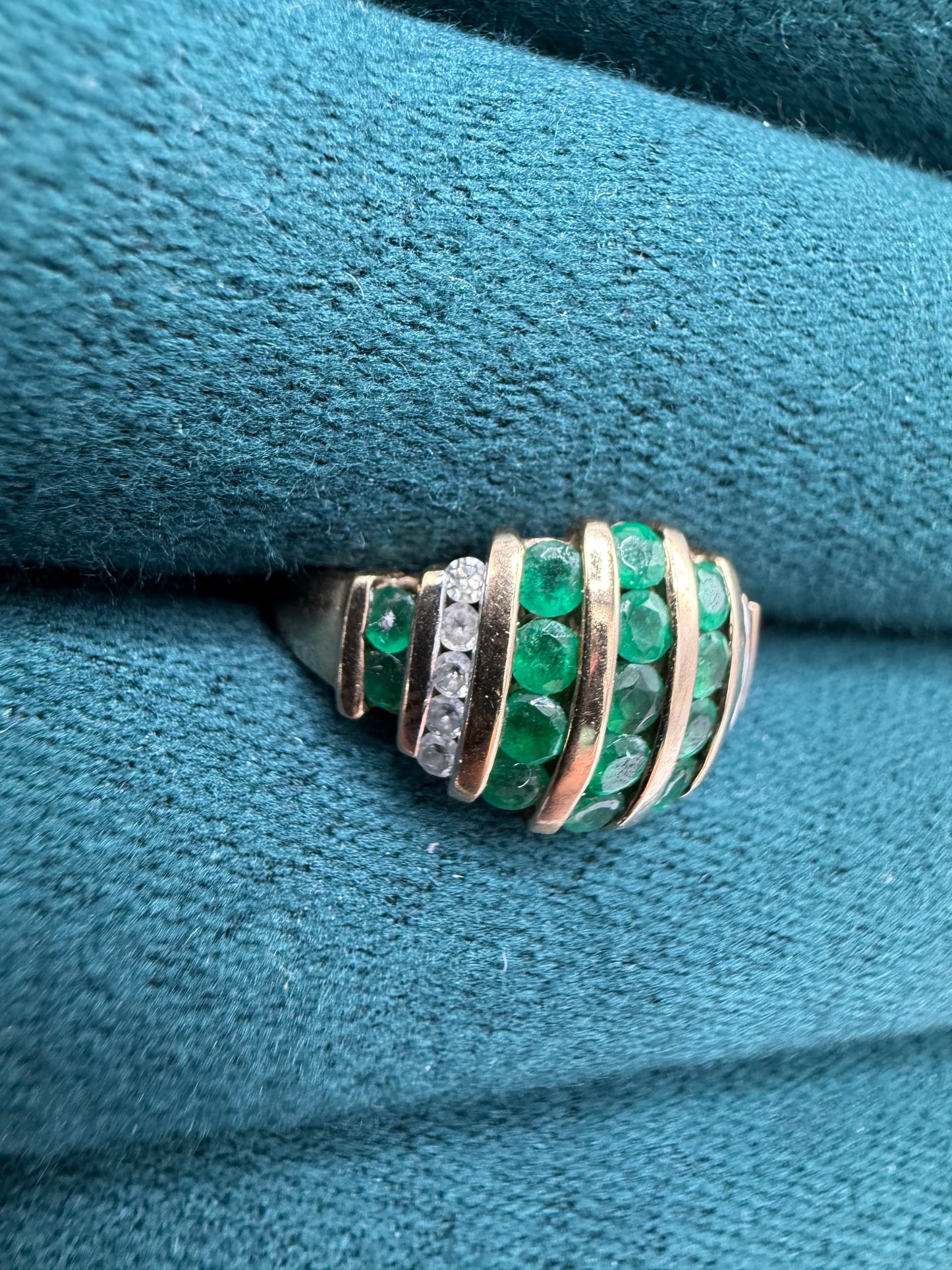 9ct gold Emerald and diamond ring