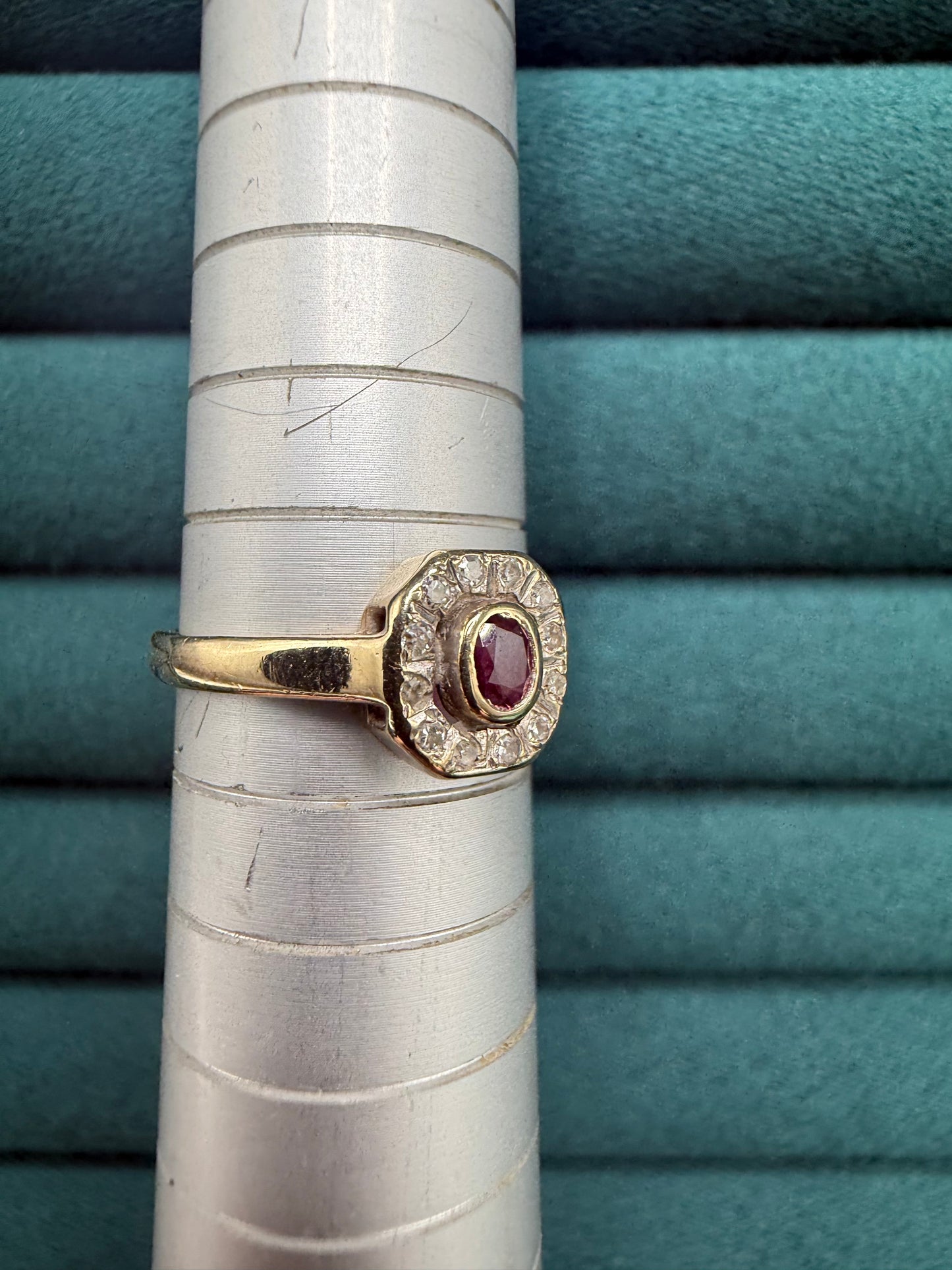 9ct gold ruby diamond ring