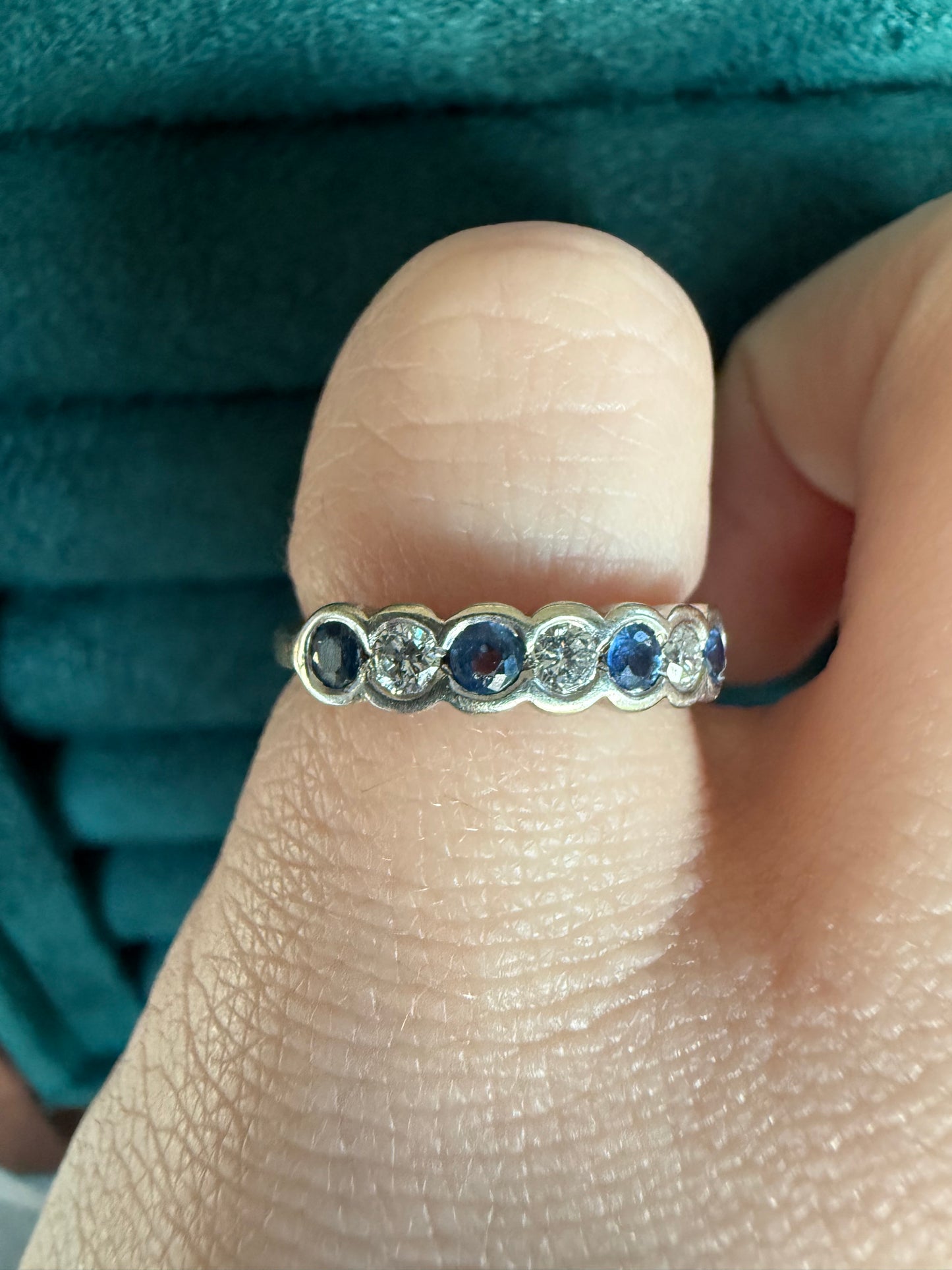 9ct gold sapphire and diamond band ring